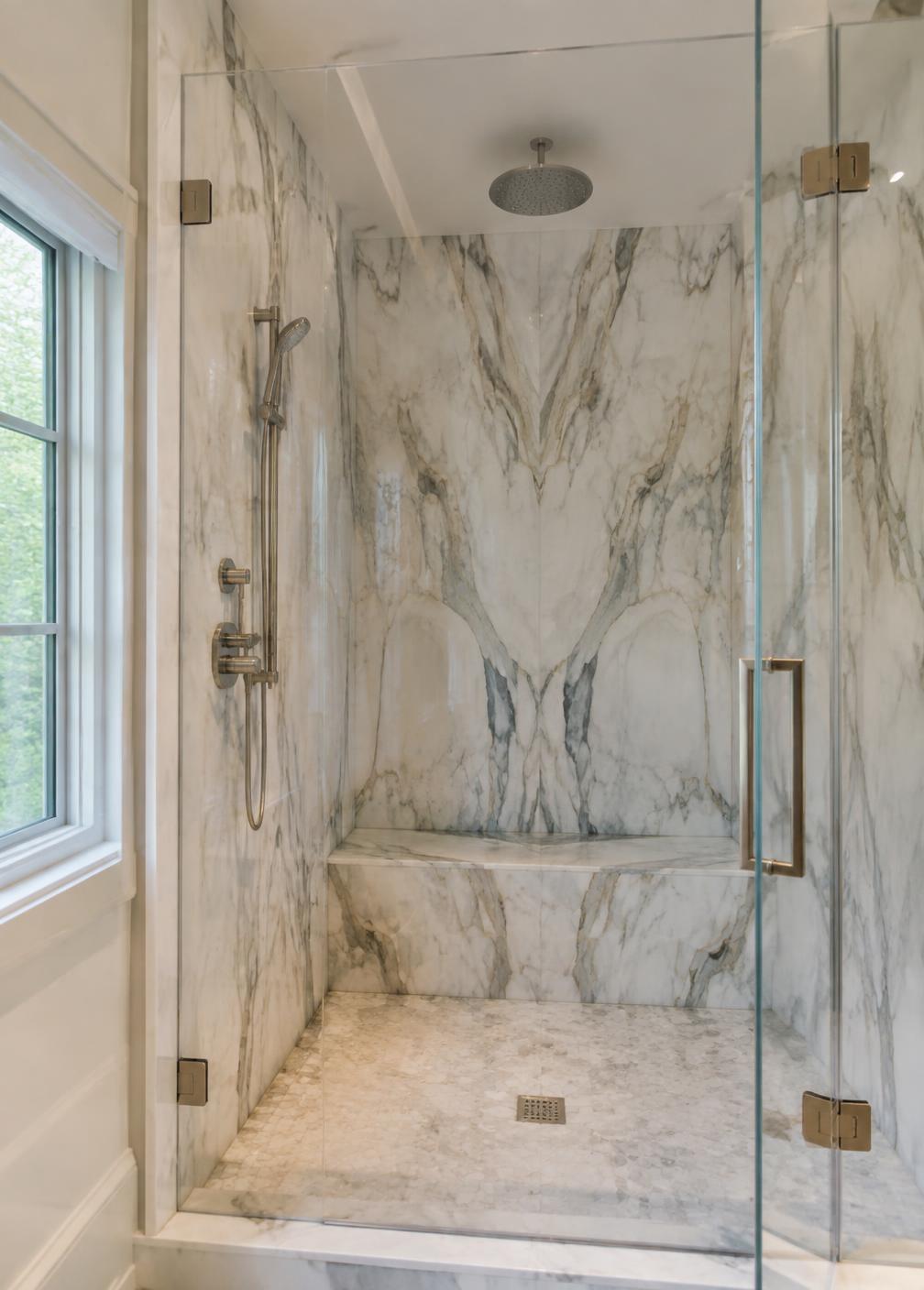 Book-Matched Marble Shower